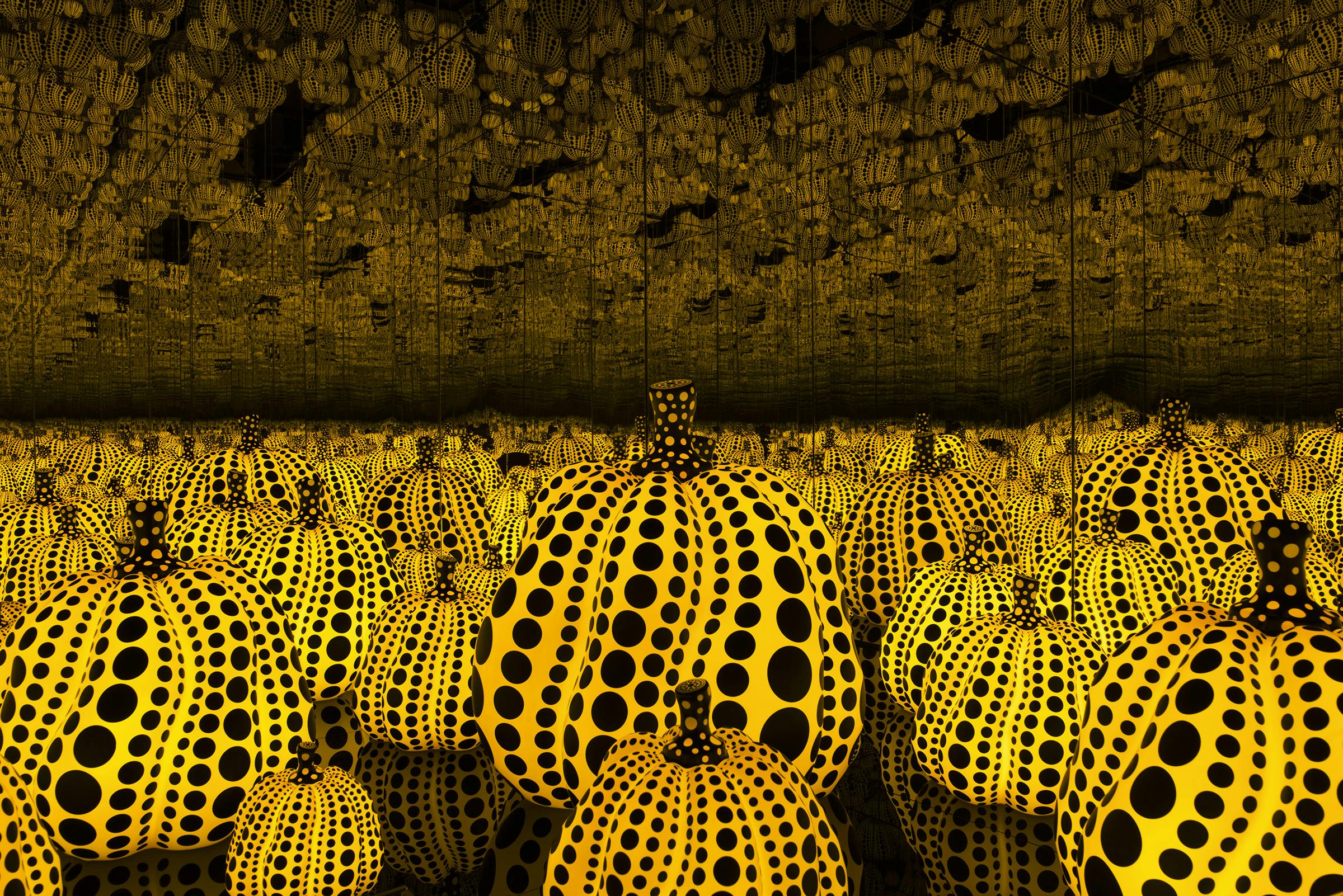Kusama pumpkins black dots on yellow